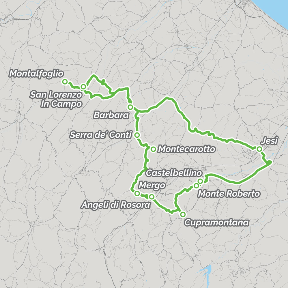 mappa percorso in bike lungo le terre del Verdicchio
